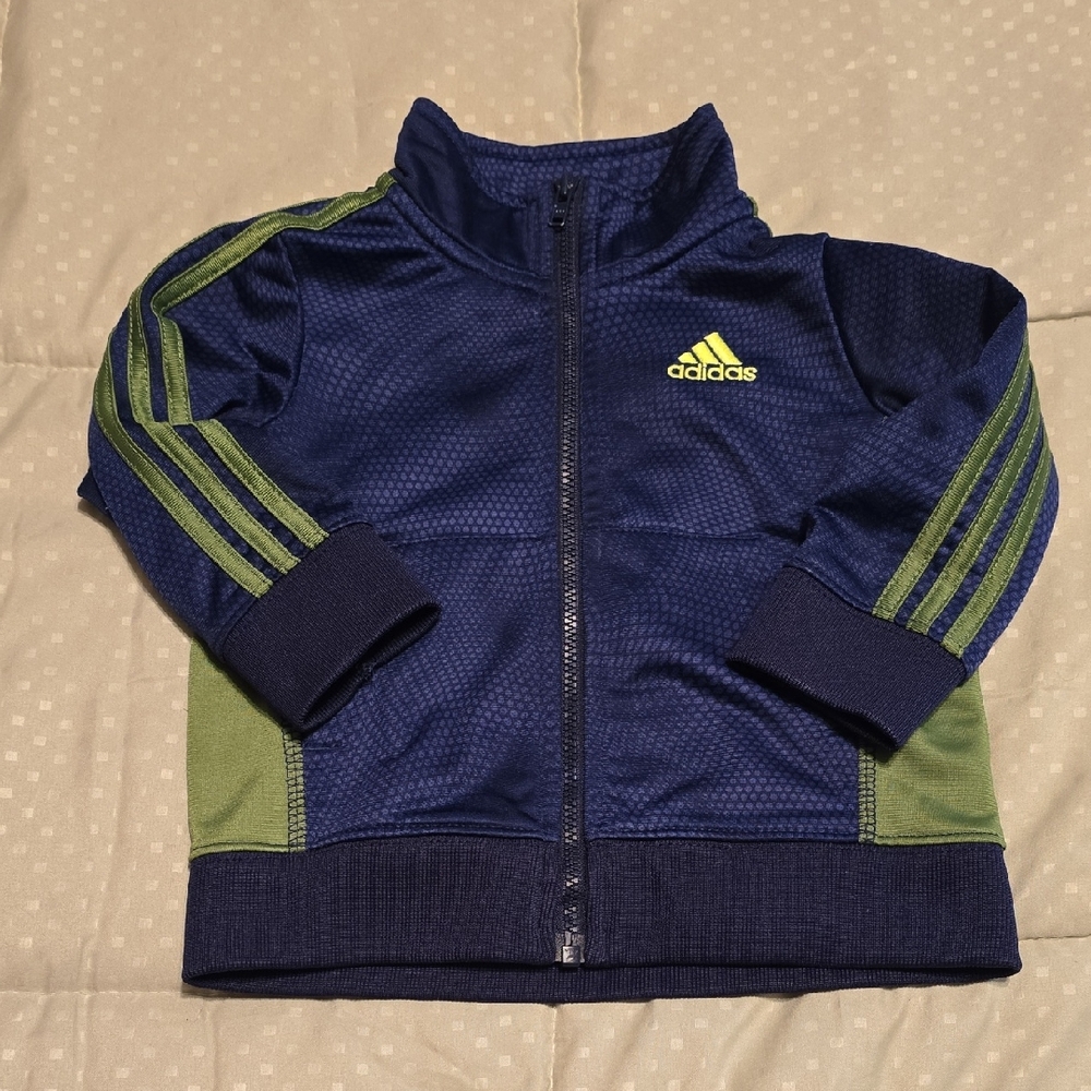 Adidas Blue and Lime Green Track Jacket